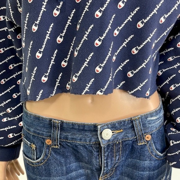 Champion Women's Reverse Weave All Over Print Cropped Hoodie Boxy Fit - Picture 14 of 16